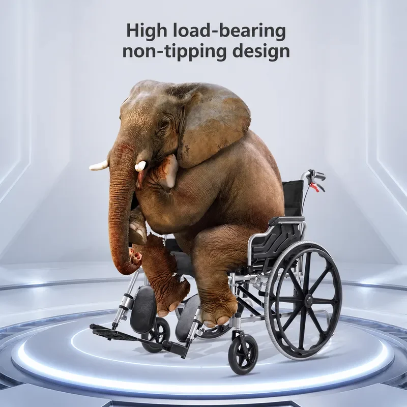 Large Widened Manual Wheelchair Heavy Duty Foldable 150kg Capacity Oversized for Elderly and Obese Users Thickened Frame