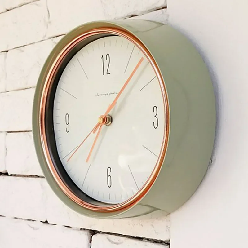 Vintage Wall Clock Home Silent 3d Korea Desk Clock Retro Olive Green Wall Watch Clocks Decorative Horloge Mural Home Decor