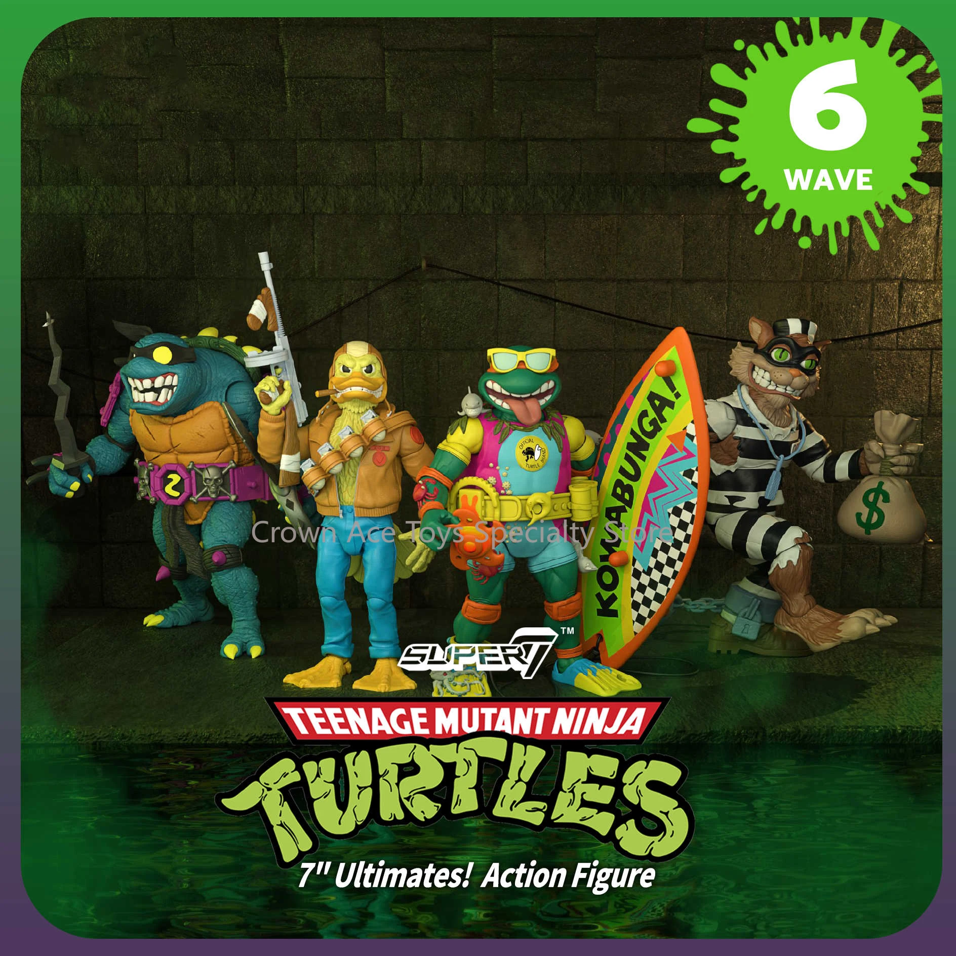 In Stock Super7 Teenage Mutant Ninja Turtles Ace Duck Sewer Surfer Mike Slash Ultimate Edition Action Figure 7in Collectible Toy