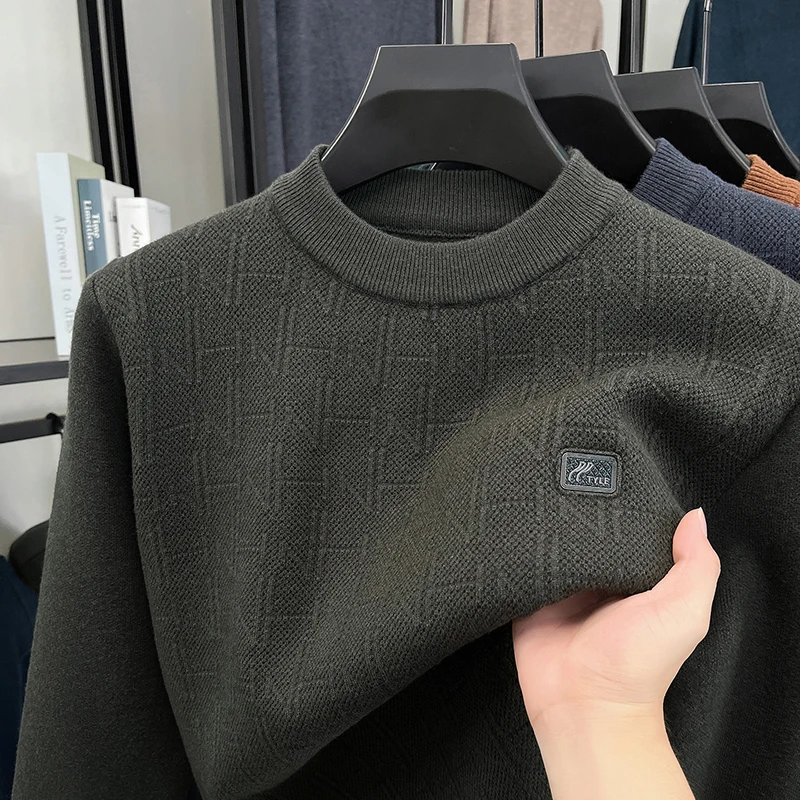 Marque haut de gamme mode en relief hommes pulls automne hiver luxe coréen mode confortable chaud top nouveau pull en tricot