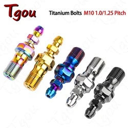 Tgou Titanium Bolt M10 1.0/1.25 Pitch Banjo Bolt for Brembo Brake Line & Single Hole Clutch Banjo with Bleeder Valve for Ducati