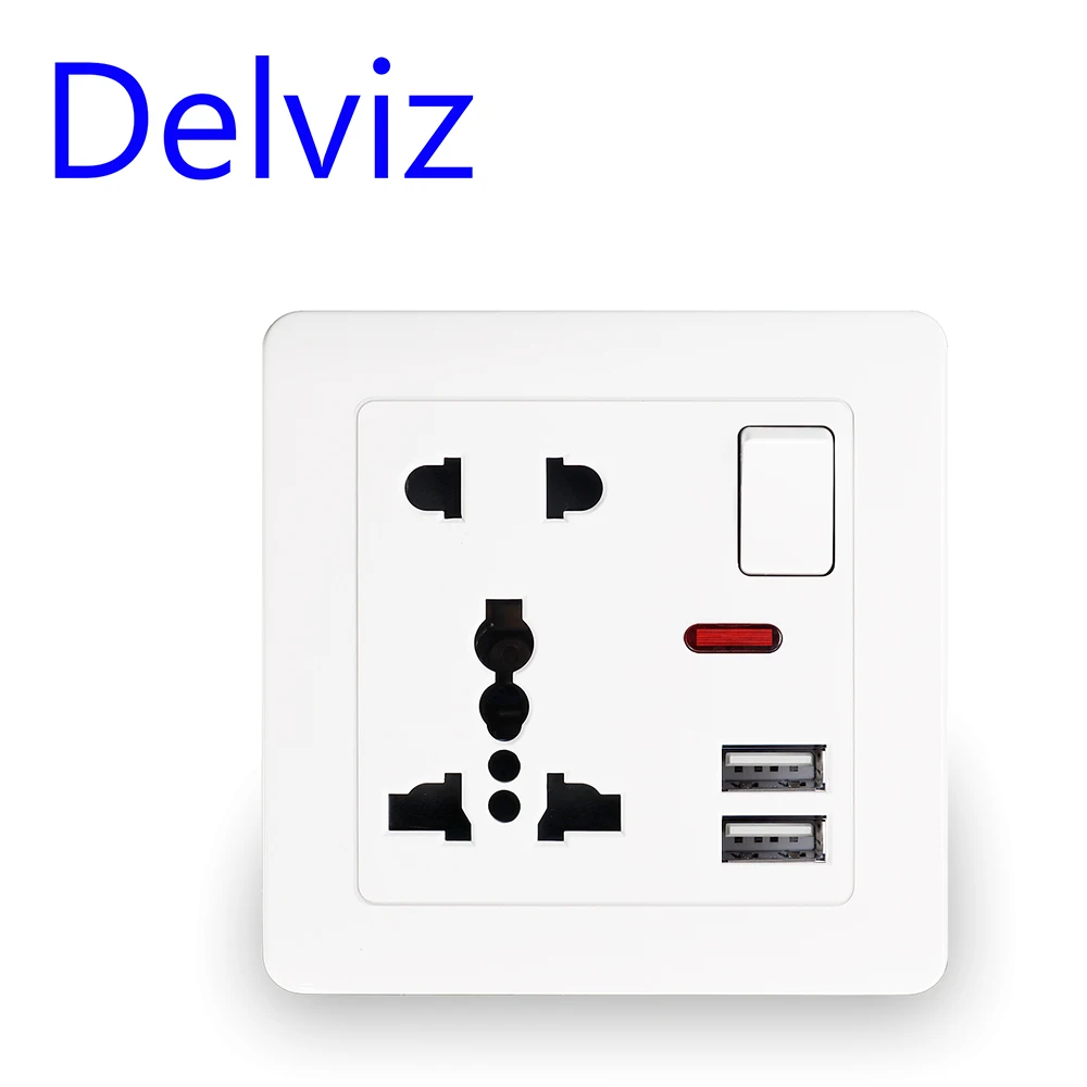 

Стандартная USB-розетка Delviz UK, двойной USB-порт для зарядного устройства, глобальная универсальная электрическая розетка 13 А, настенная USB-розетка с переключателем управления