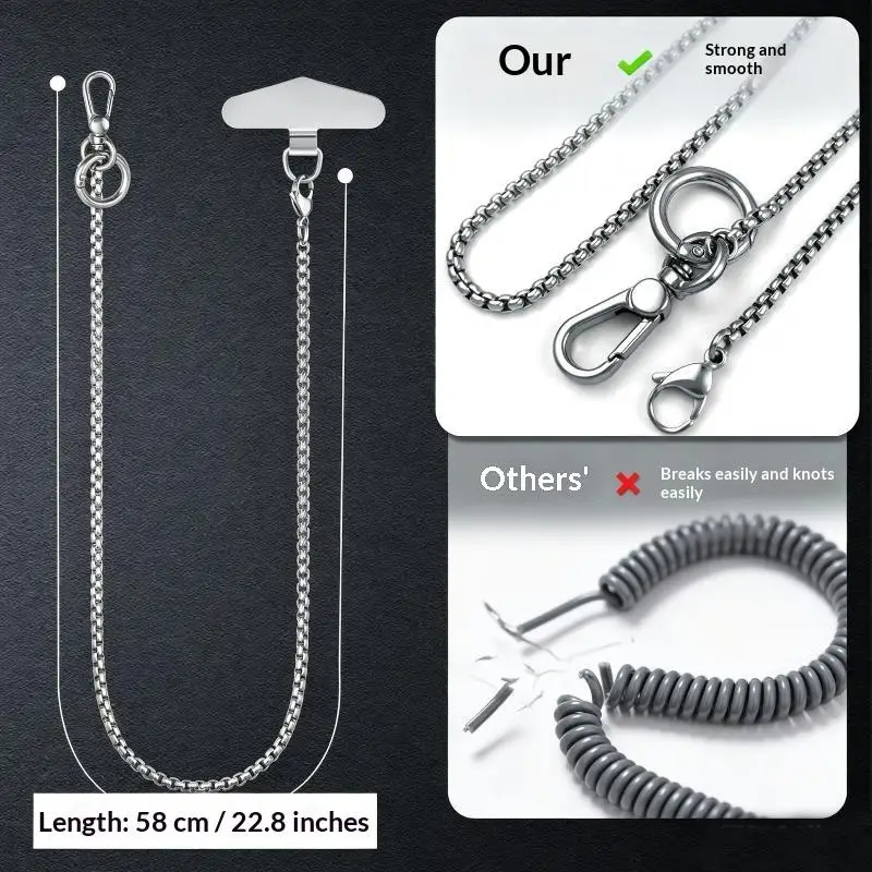 Diebstahlsicheres Handy-Lanyard mit Hosenkette, Robuster Handyriemen mit Metallclip, Abnehmbares Anti-Fall-Lanyard – Detail 6