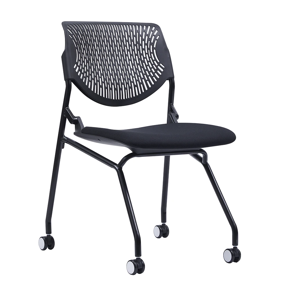 

Tool-Free Assembly Space-Saving Meeting Chair with Stackable Function - Reinforced 1.8mm Steel Base & Silent Casters