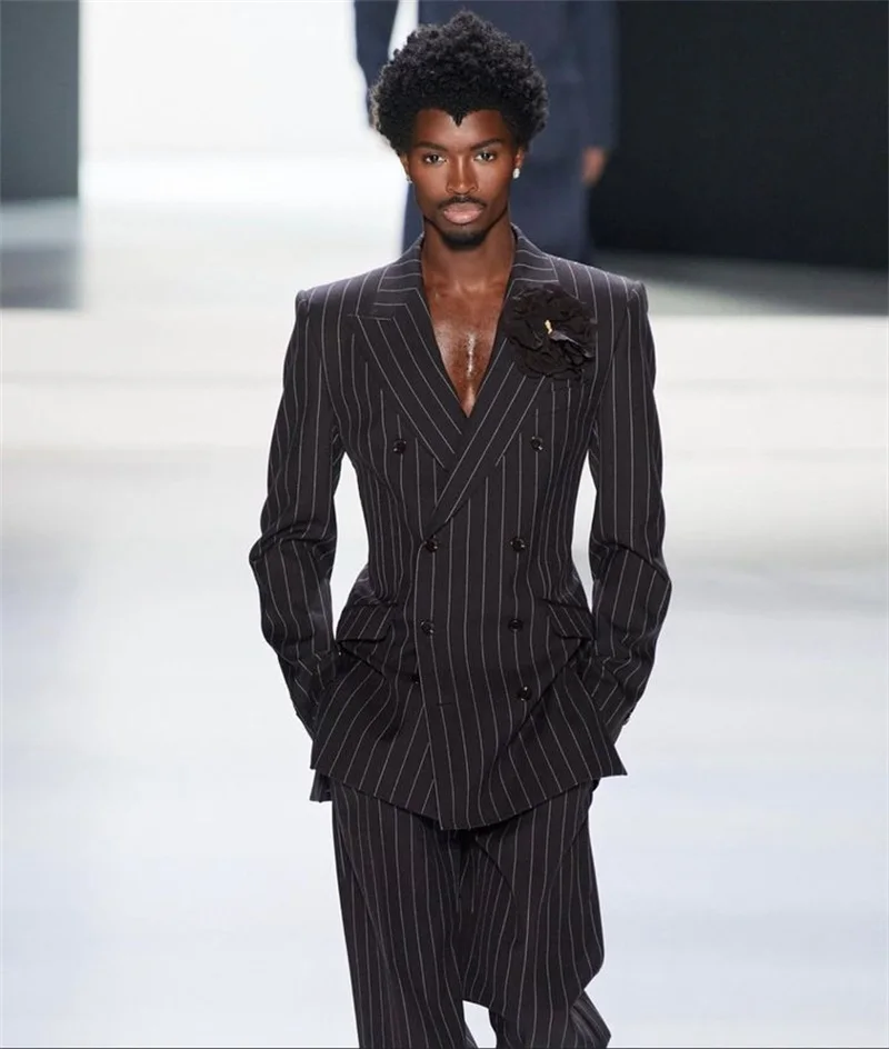 مقلمة الرجال الدعاوى فستان أطفال مع سروال داخلي 2 قطعة السترة + بنطلون الزفاف البدلات الرسمية سترة ثلاثية الأبعاد زهرة رسمية مزدوجة الصدر مكتب معطف