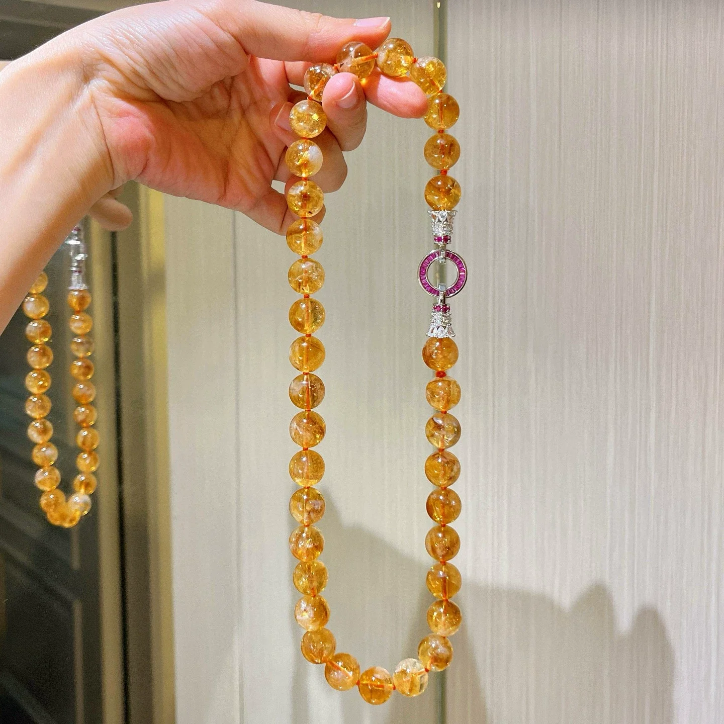 

12mm Large Natural Citrine Collarbone Necklace, Golden Energy Jewelry
