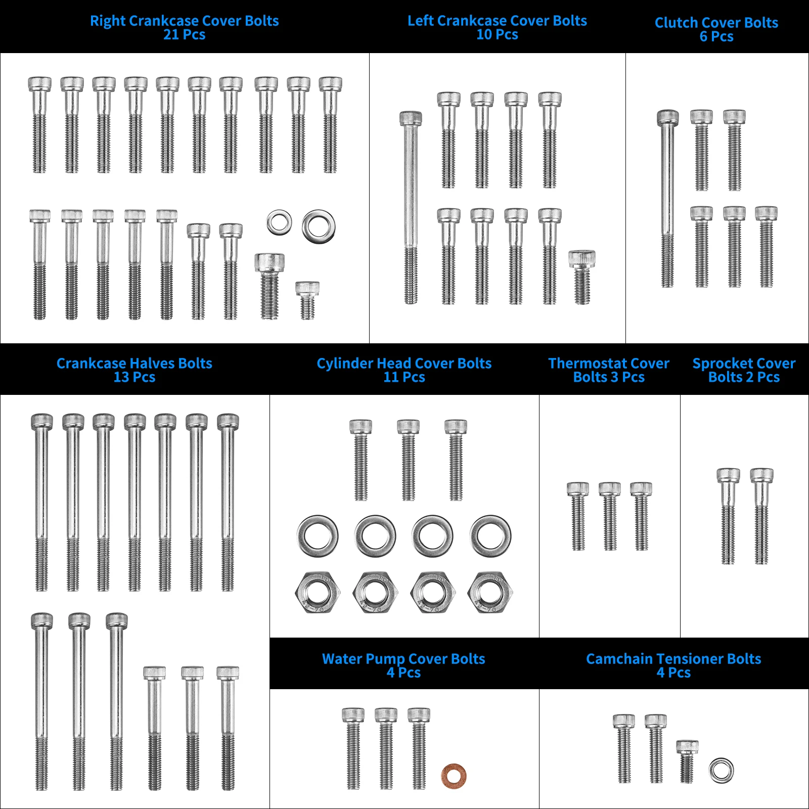 For ATV Honda TRX450R 2004 2005 Accessories Engine Bolts Screw Kit TRX 450R Crankcase Halves Cylinder Head Clutch Cover Bolts