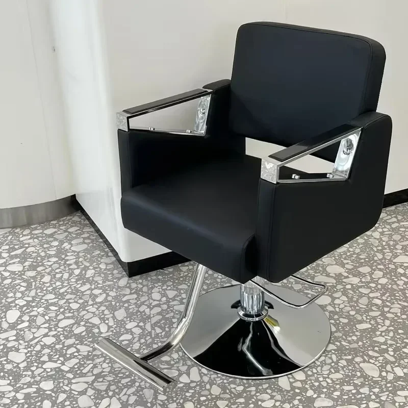 Professional Trendy Barber Chair Simple Square Mat Swivel Armrest Hair Wash Chair Advanced Aesthetic Cadeira Salon Furniture
