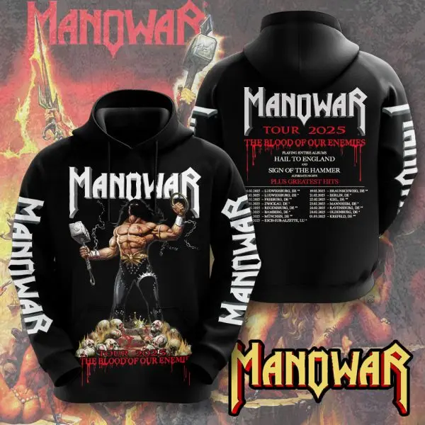 Classic Rock Manowar Hoodies Sweatshirt 3D Printed Men Women Hip Hop Tracksuit Pullover Men Hoodie Coat Oversized Men's Clothing