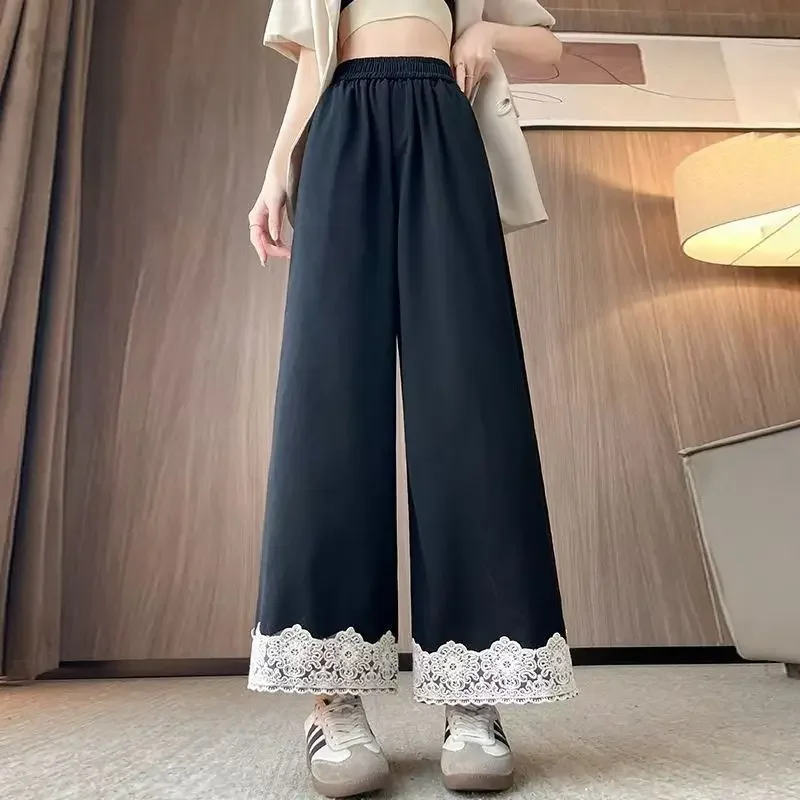 Women's Pants With Pockets 90s Vintage Clothing Classic Aesthetic Trends 2025 Outfits Elastic G Casual Xxl Lace Female Trousers