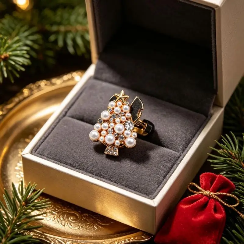 QX2E Holiday Craft Project Garment Button Cover with Tree Rhinestones Decors