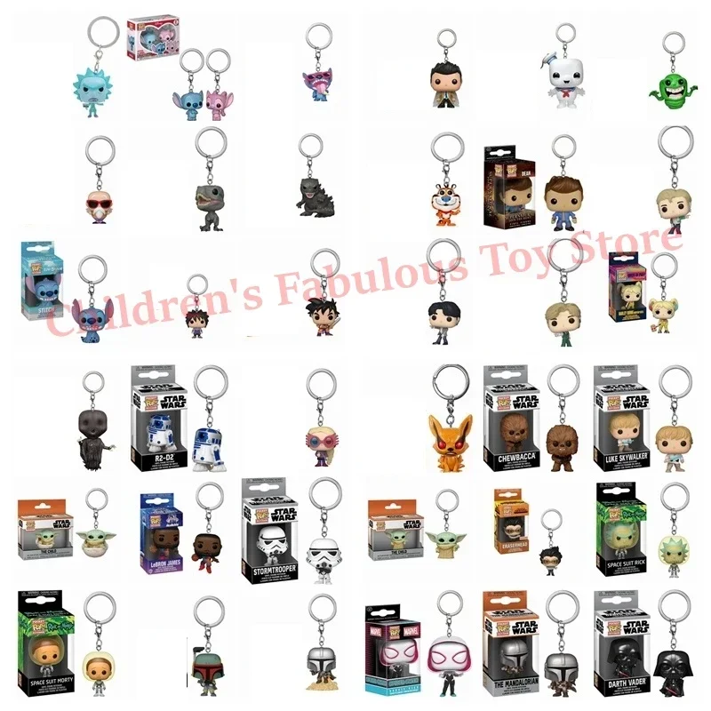 2024 Funko POP Dragons Ball Star Keychain wars Toy Morty SUMMER STITCH ANGEL Rick Narutos Kurama My Hero Todoroki Figure Toys