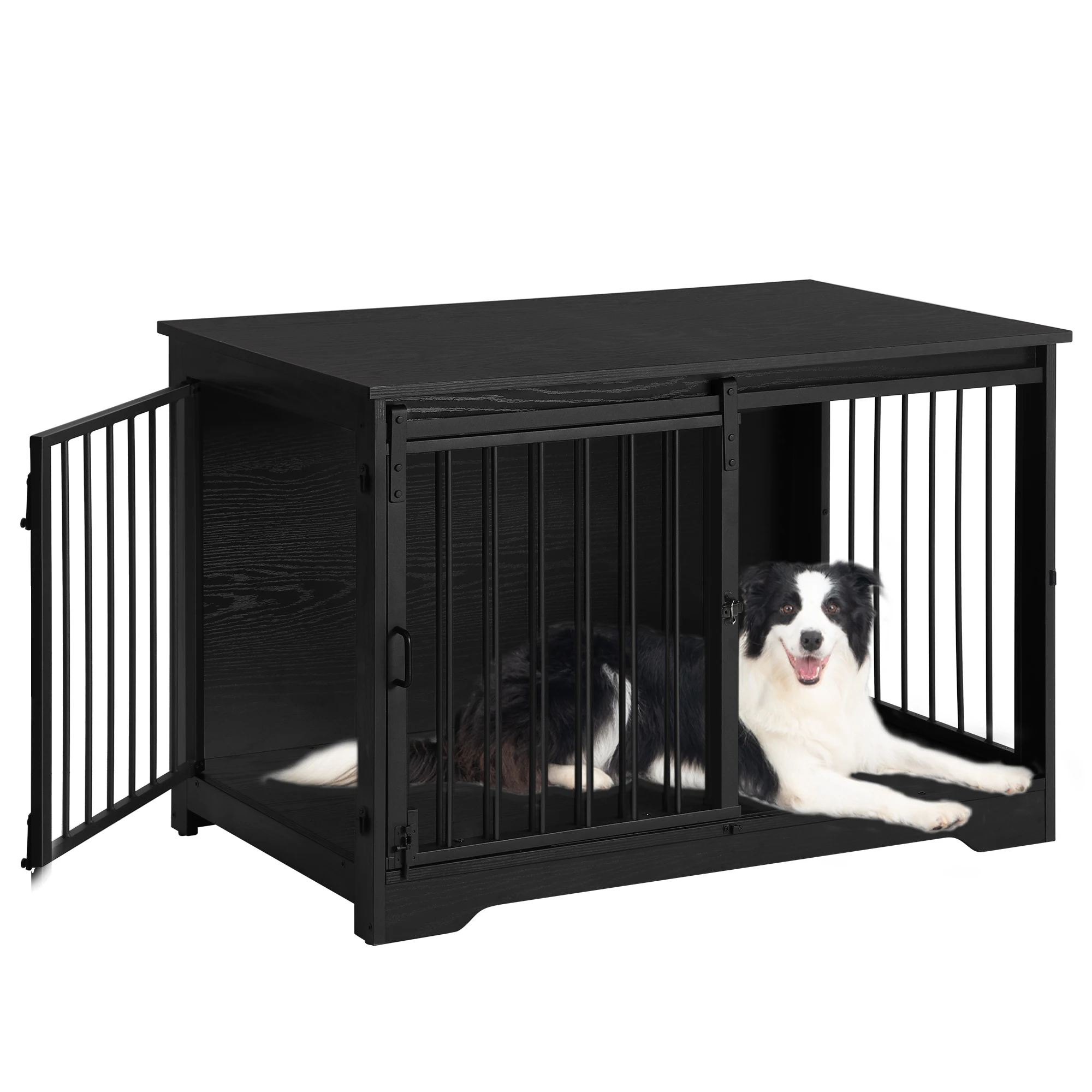 Hondenkooimeubilair, 100 cm hondenbox voor thuis, schuifdeuren, 2 deuren, moderne houten hondenbox voor kleine/middelgrote/grote honden - afbeelding 2