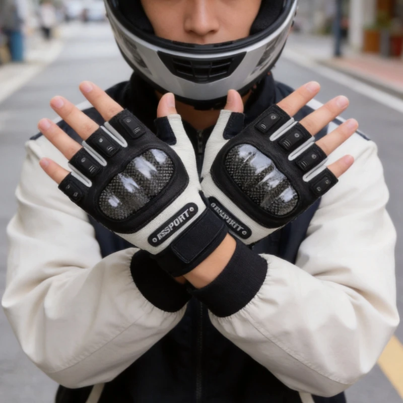 Summer Half Finger Motorcycle Gloves Breathable Mesh Touchscreen Anti-Slip Motocross Riding MTB Biker Protective Gear Men Women