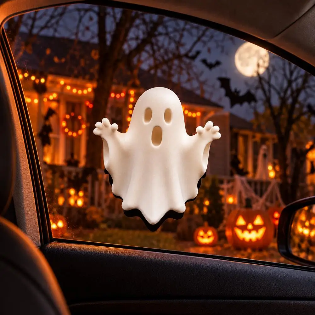 3D Cute Ghost Car Window Trim Waterproof Sunproof Halloween Little Ghost Decal Funny Auto Rear Windshield Sticker