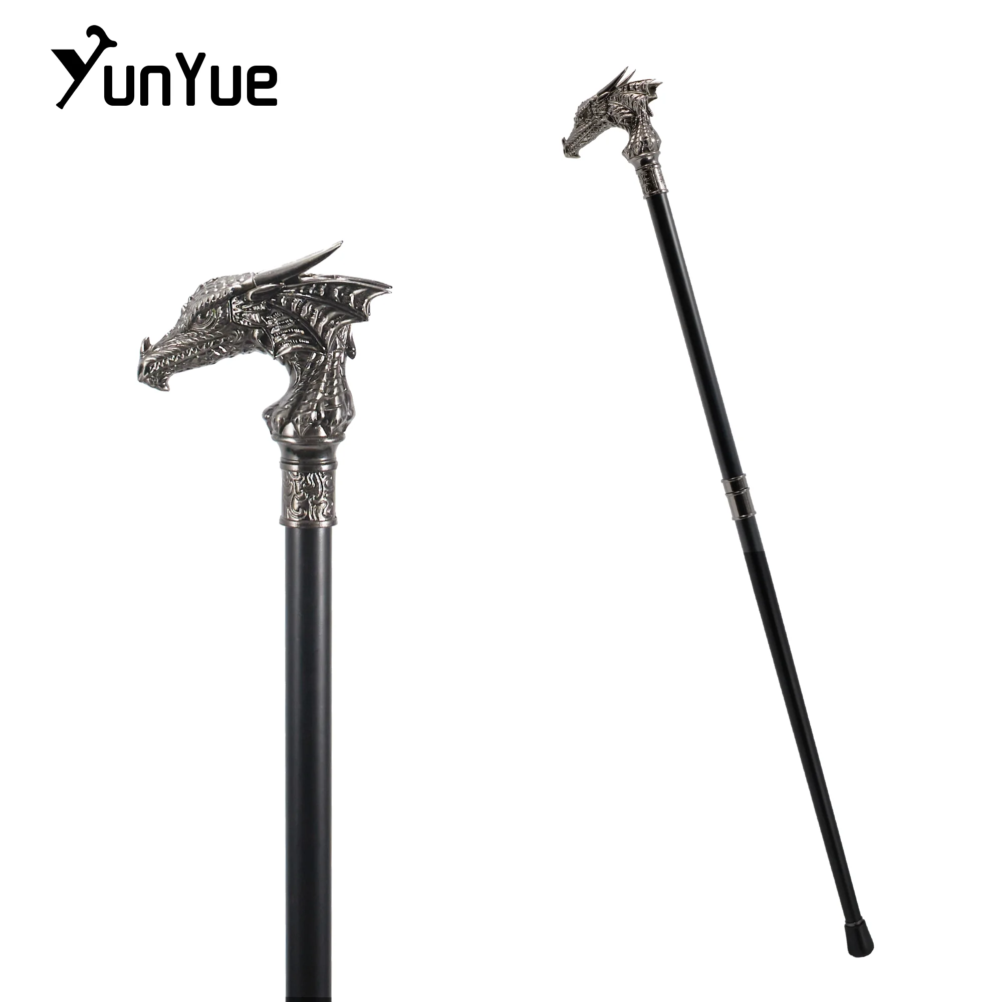 Luxury Silvery Dragon-Head Elegant Walking Stick Canes For Men Fashion Decorative Walking Cane Cos Vintage Party Detachable Cane