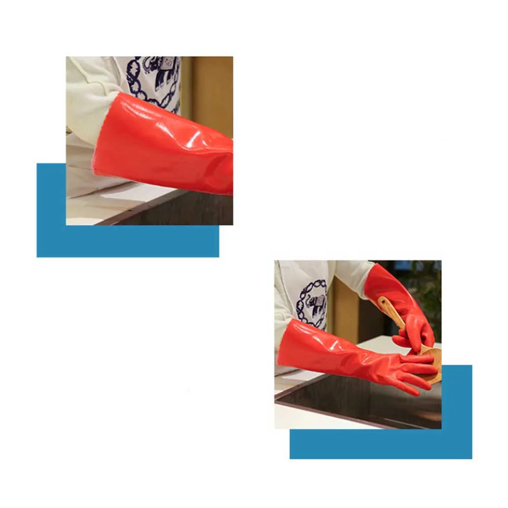 

Dishwashing Gloves Kitchen Cleaning Thicken Red Emulsion NonSlip Reusable Comfortable Practical Gardening Work Household