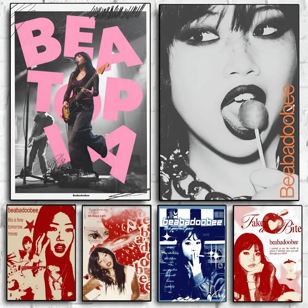 Cool Rock Singer pretty B-Beabadoobee Poster Self Adhesive Wall Art Decor for Bedroom Living Room Office Home Decor Gift