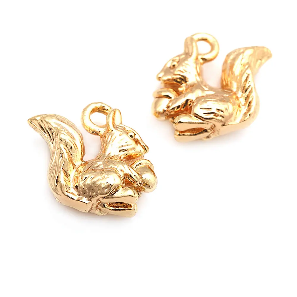 10PCS 18K Gold Color Brass Squirrel Charms Pendants High Quality Diy Jewelry Making Necklace Earrings Accessories for Women