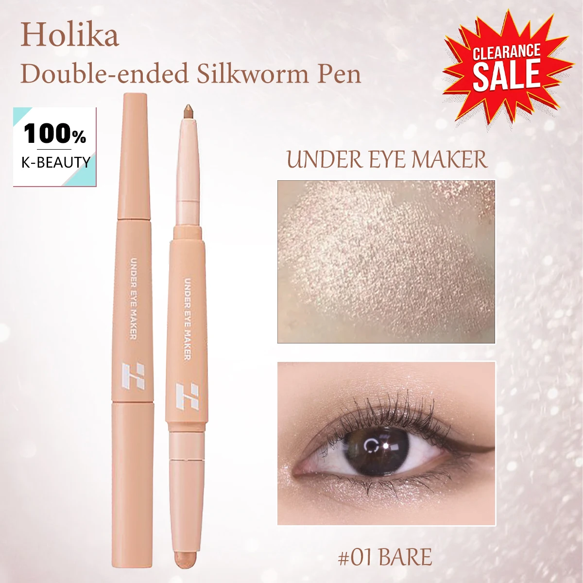 [Oferta de Liquidación] HOLIKA Under Eye Maker 01 BARE, Sombra de Ojos de Lujo, Crema de Maquillaje Coreana para Ojeras, Cosmético Coreano
