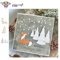 Piggy Craft metal cutting dies cut die mold Fox Christmas Tree Scrapbook paper craft knife mould blade punch stencils dies