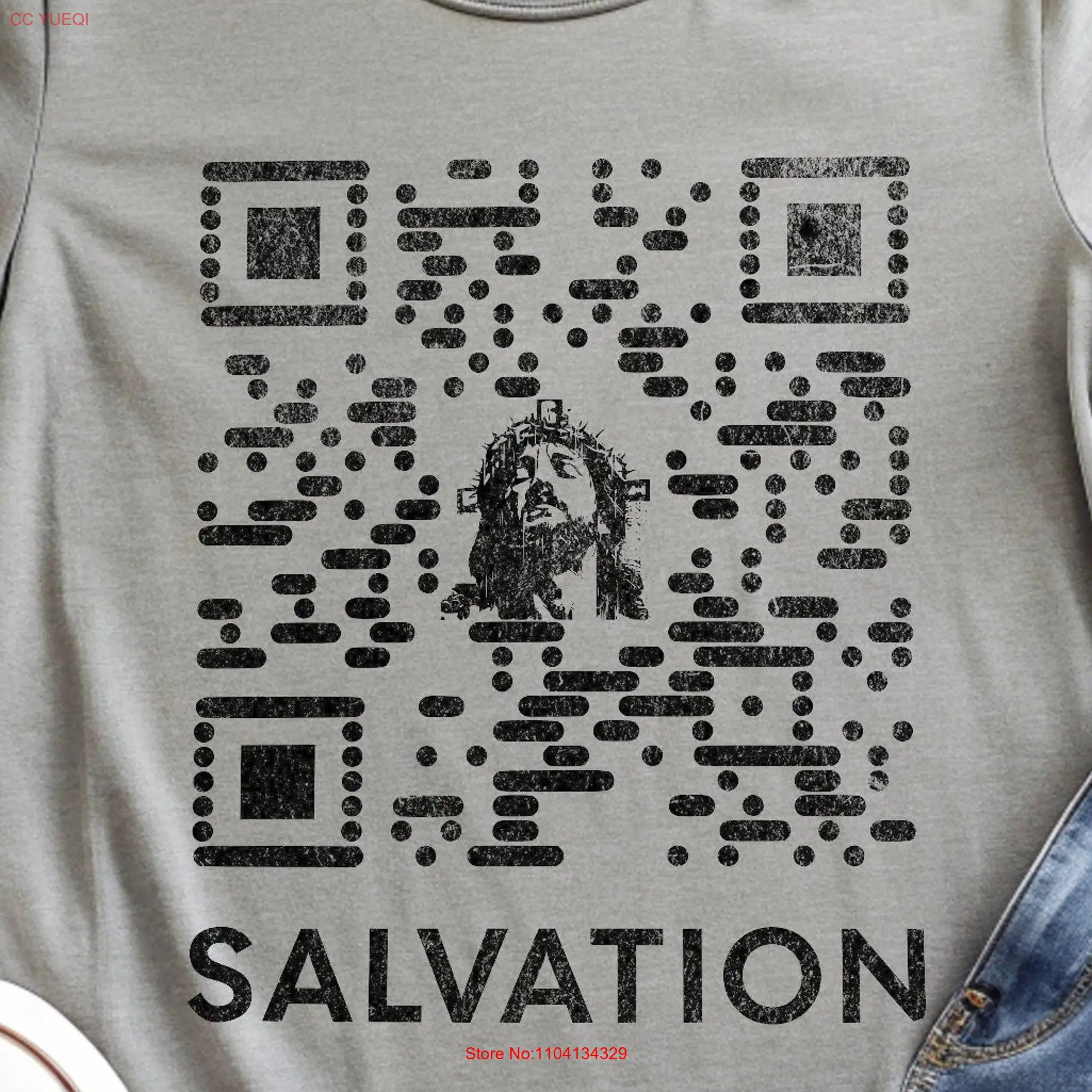 John 3 16 QR Code T Shirt Jesus Christ Salvation Yeshua Christian Faith Baptism  long or short sleeves