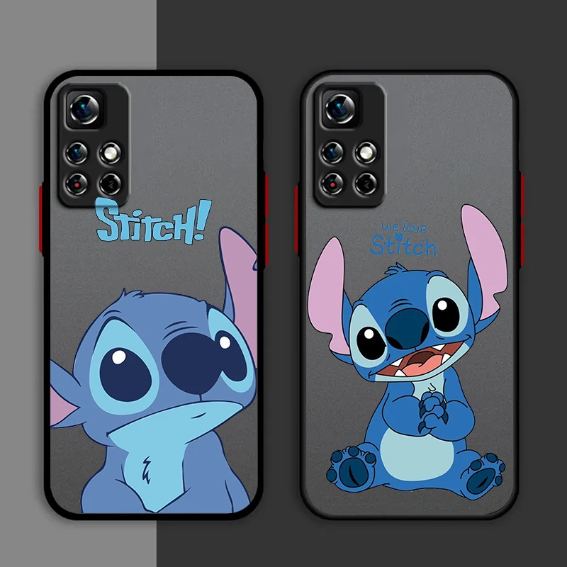 Disney Stitch Cool Phone Case For Redmi Note 13 12 11 10 Pro Plus Pro S T 5G Matte Frosted Translucent Cover