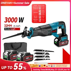 ONEVAN 3000W 10000SPM Electric Reciprocating Saw Electric Chainsaw Saber Saw Cordless Cutter Tool For Makita 18V Battery Pin