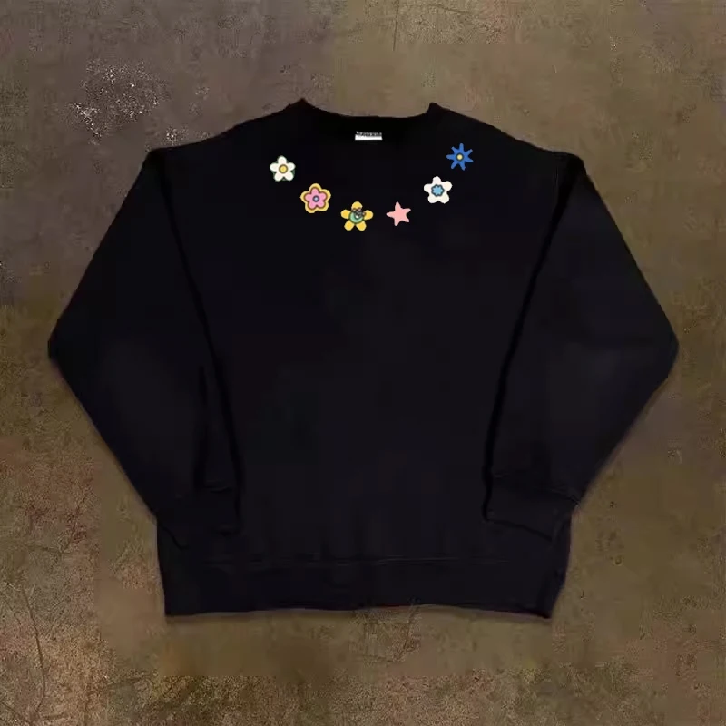 

388g Heavy American Style High Street Harajuku Retro Print Men Oversize Couple Thick Female Long Sleeved Hoodie Pullovers Y2k