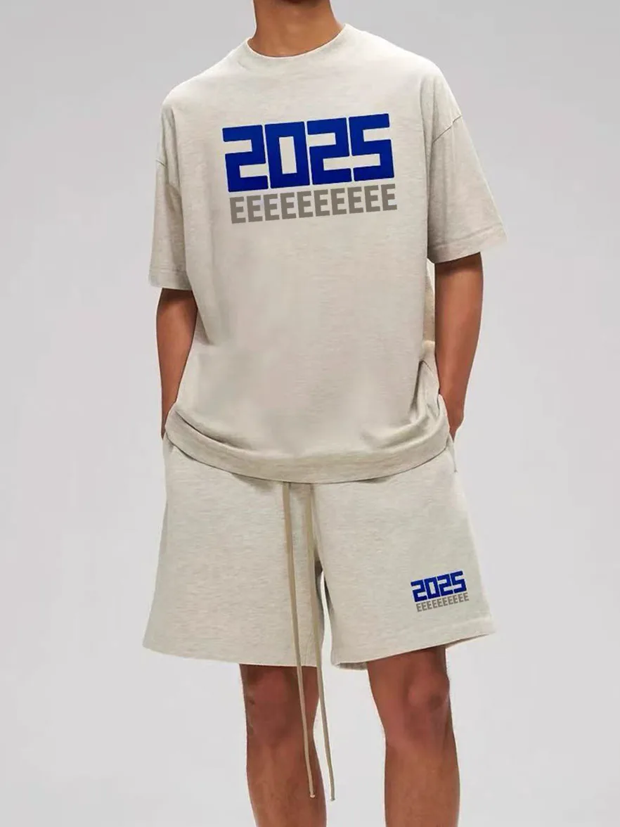 

25SS Роскошные брендовые мужские комплекты футболок, силиконовые топы с буквенным логотипом 2025 года, дизайнерские брендовые мужские шорты большого размера, комплекты