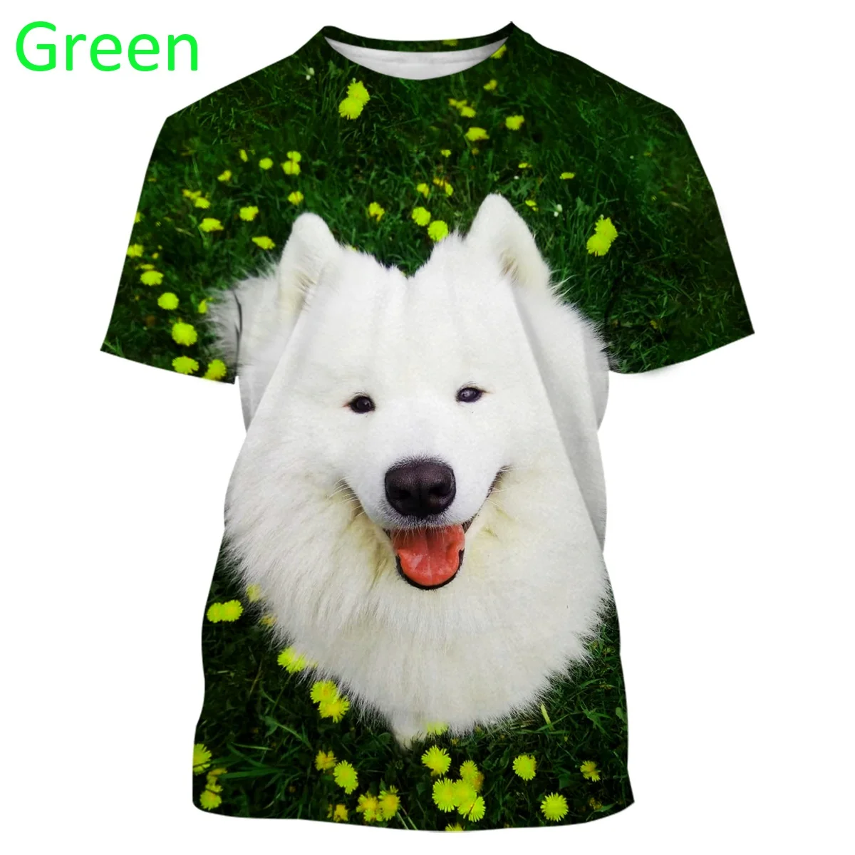 2024 New Fashion Trend Summer Men's and Women's Style Casual Cute 3D Printing T-shirt Samoyed Dog T-shirt