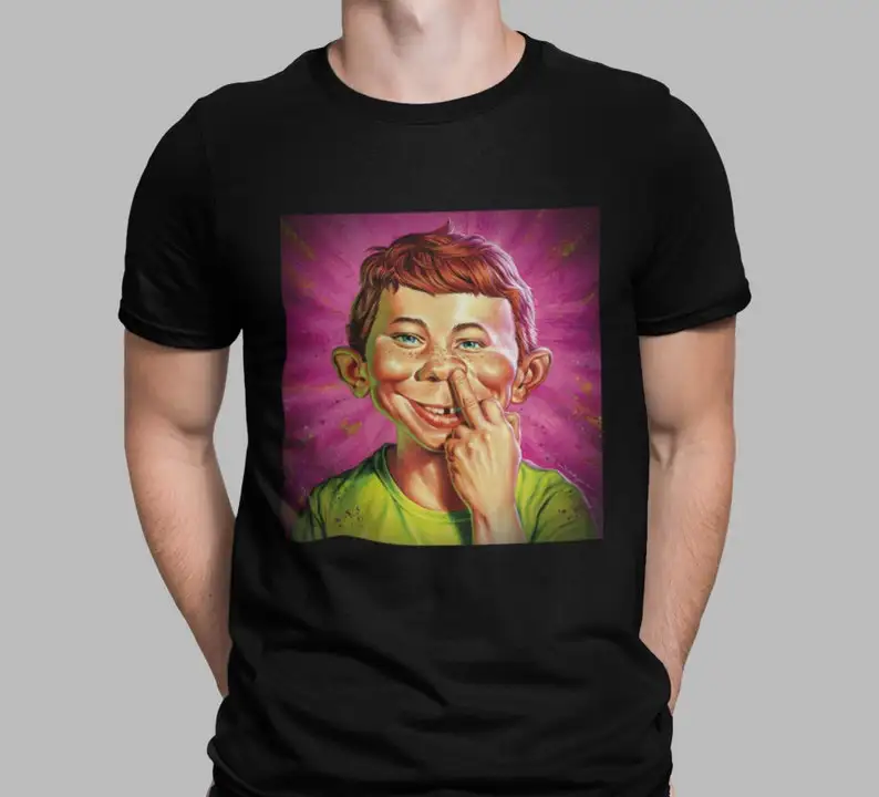 

Mad Magazines Alfred E Neuman Middle Finger Cotton T-shirt New