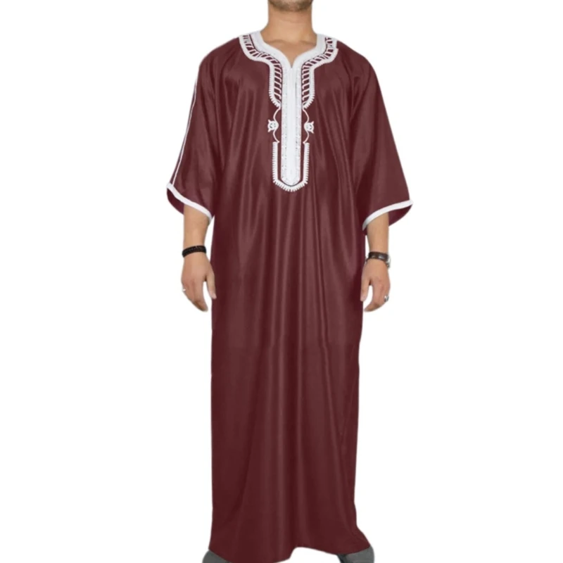 

634C Mans Traditional Muslims Clothing Middle East Jubba Thobe Islamic Kaftan Robe Male Saudi Arab Caftans Arabic Clothing