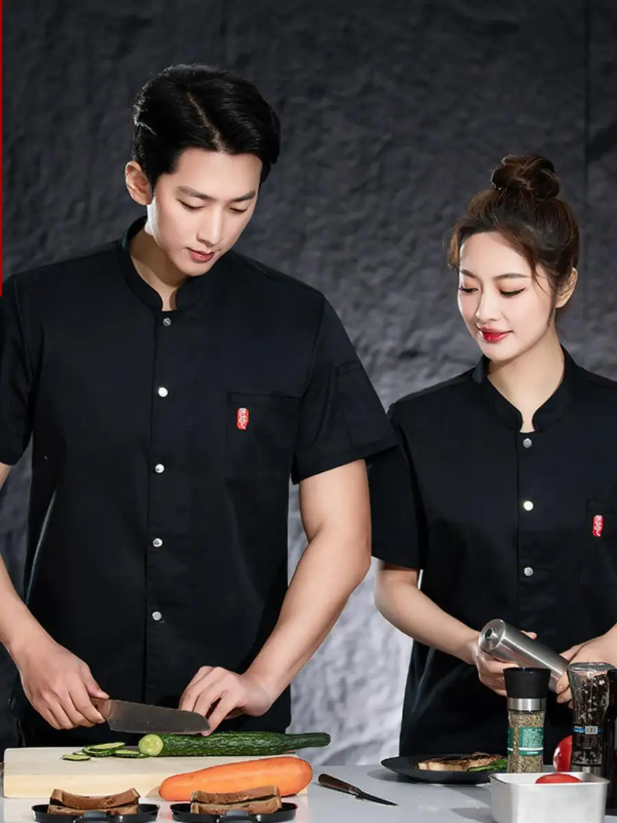 

Мужская униформа для поваров и официантов: весенне-летняя одежда для кухни, столовой и ресторана, с одной пуговицей, для поваров и официантов