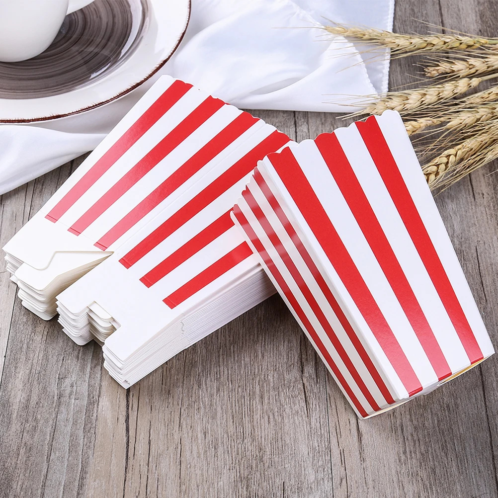 

10 Pcs Paper Boxes Popcorn Snacks Party Supplies Red Containers Movie Night Bulk Popcorn Boxes Bulk Kitchen Utensils