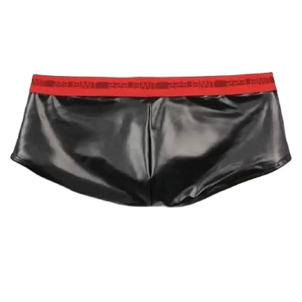 Men Boxers Faux Leather Short Pants Sports Shorts Convex Crotch Sexy Underwear Boyshorts High Elasticity Low-Rise Boxer Shorts