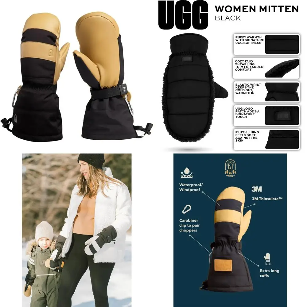 

Insulated Skiing Mittens for Adults - Extra Long Cuff, Ideal for Snowboarding, Sledding, Winter Activities, Warm Hands Protectio