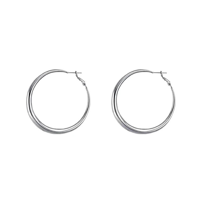 Boucles d'Oreilles Géométriques Rondes et Larges pour Femme, Accessoires Classiques et Simples, 1 Paire