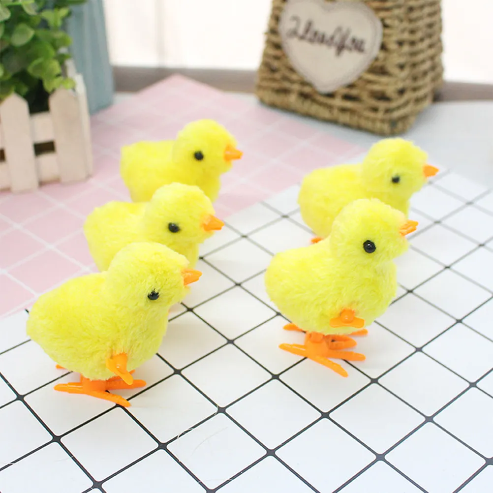 12Pcs Wind-Up Chicken Clockwork Playthings Small Simulation Cartoon Educational Playthings for Children Clockwork Toys