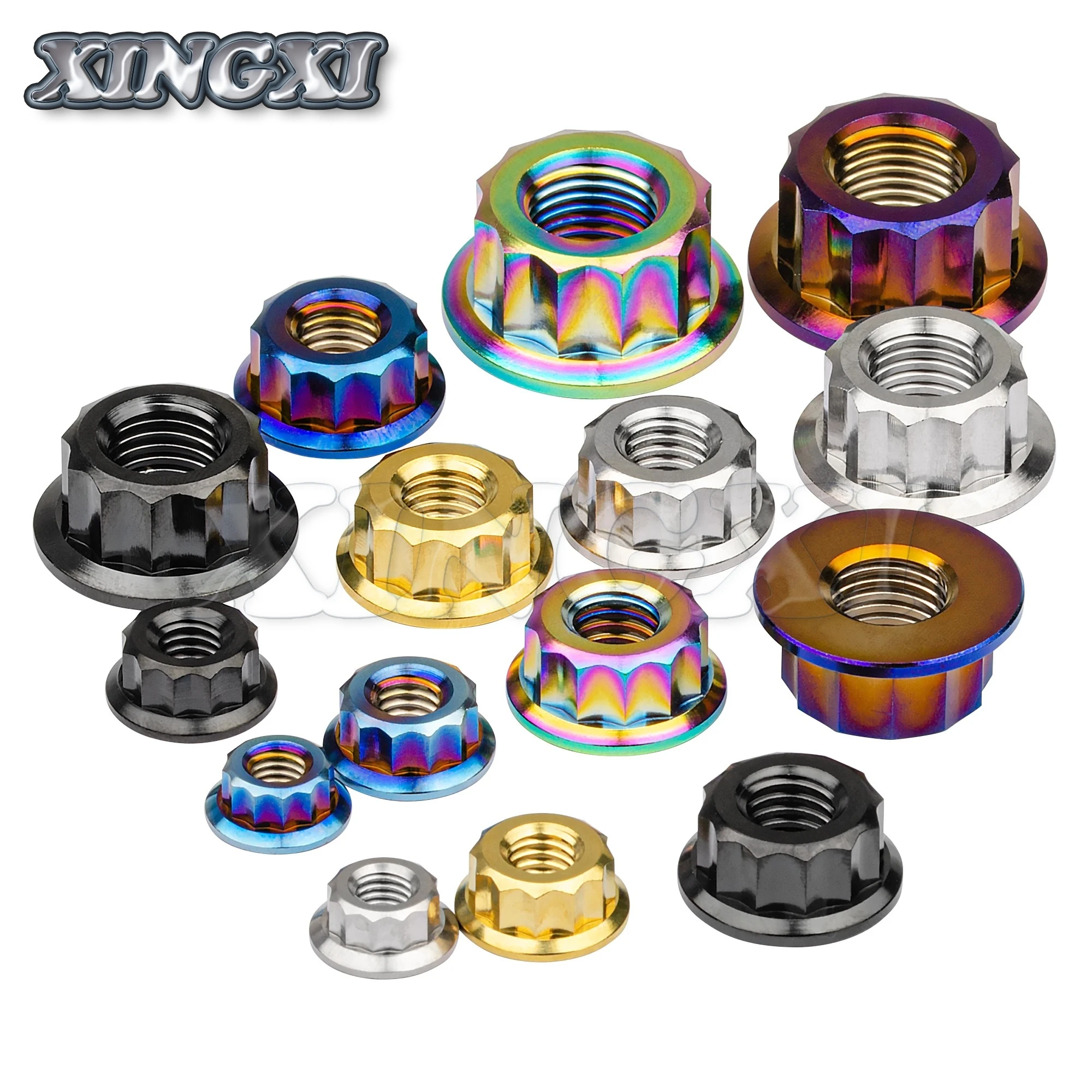 Xingxi Titanium Nut M5 M6 M8 M10 M12 For Motorcycle Modified Ducati Hexagonal Flange 12 Point Nut