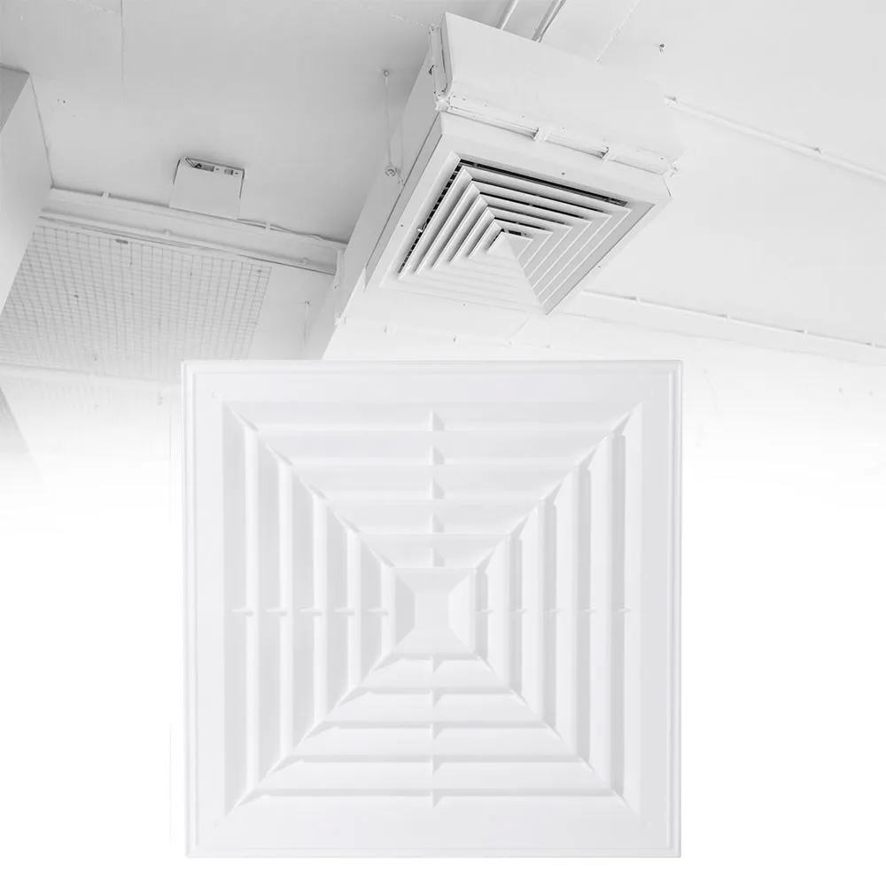 

New Plastic Air Vent Grille With Flaps Square Ventilation Cover Silent Operation White Duct Heating Vents Toilet