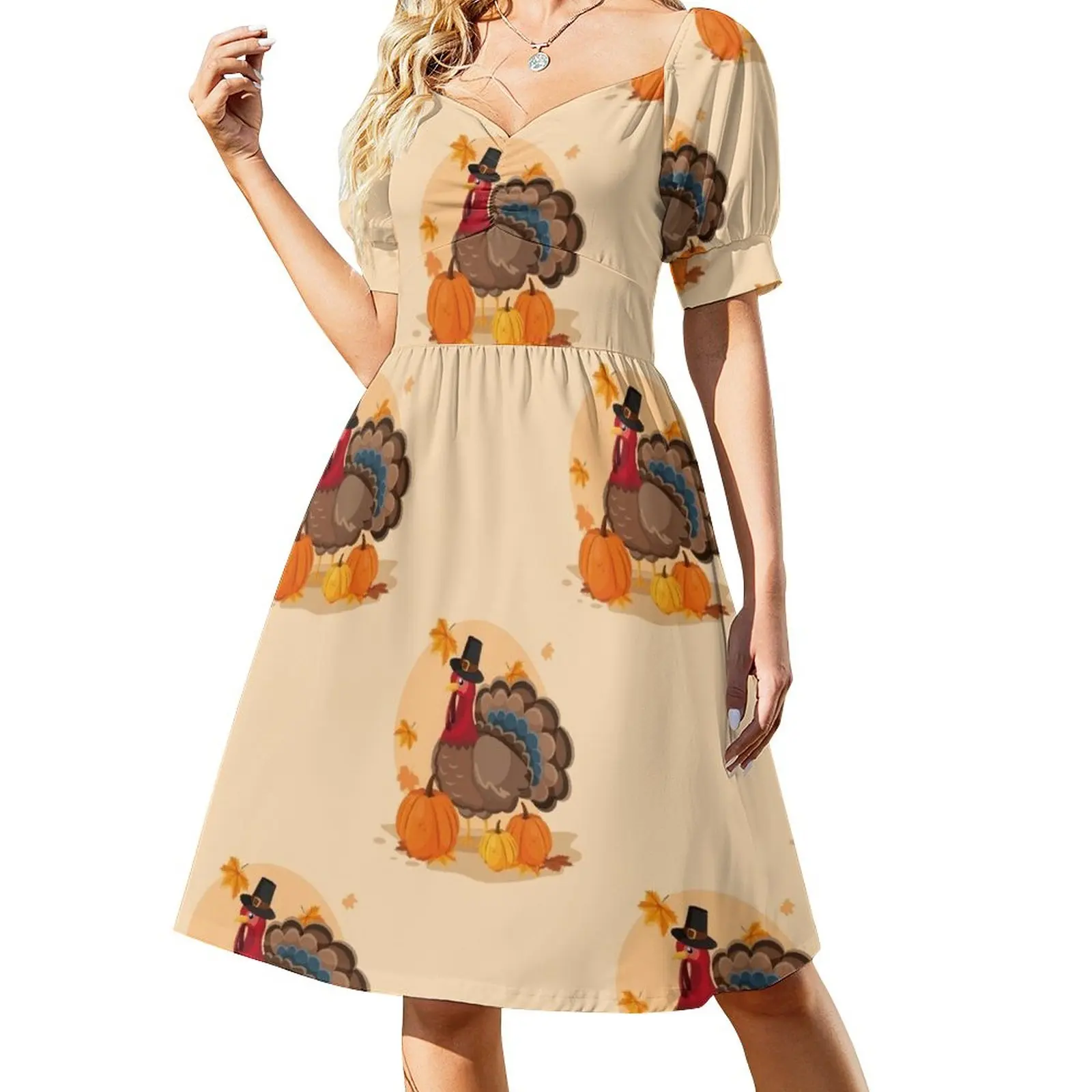 

happy thanksgiving pilgrim turkey Sleeveless Dress dresses ladies 2024 summer women dress ladies dresses for special occasion