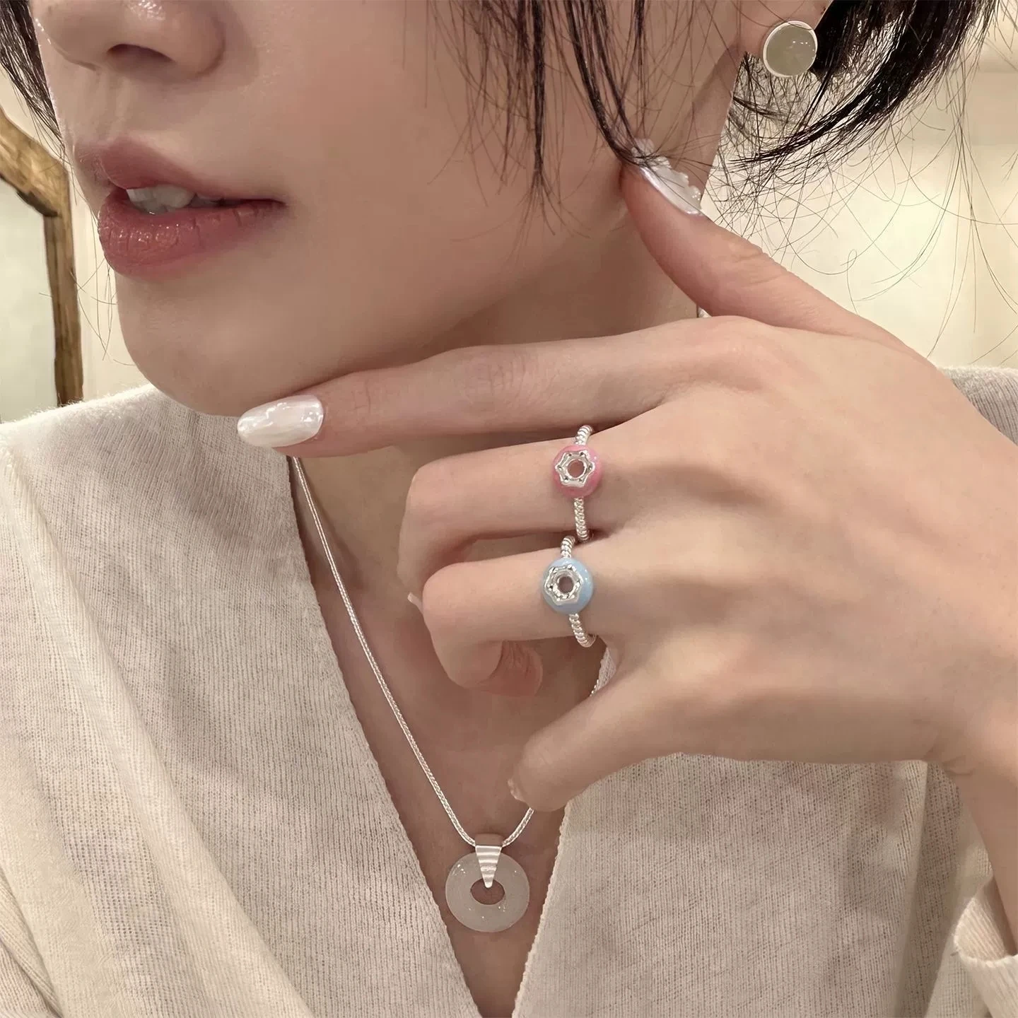 XIYANIKE Colored Drip Glaze Round Adjustable Finger Rings For Women Girl Sweet Fashion New Engagement Jewelry Gift Party Kольцо