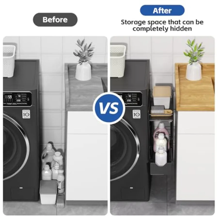 2 Tier Magnetic Shelves for Washing Machine with Pull Out Metal DrawerMagnetic Spice Rack for Fridge Magnetic Rack with no Inst