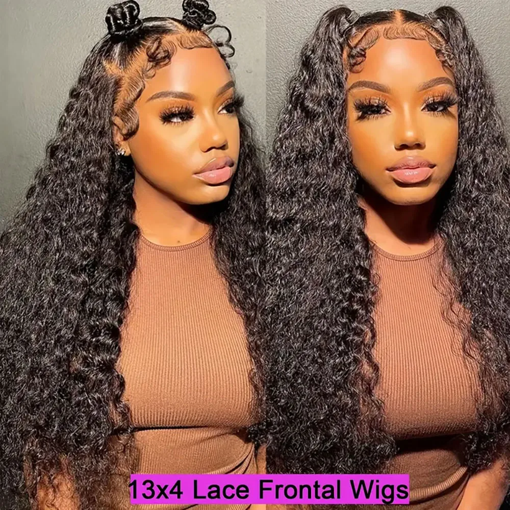 Parrucca anteriore in pizzo 13x4 Parrucca anteriore in pizzo da 30 pollici con onda d'acqua da donna Capelli umani 1B #    Parrucche di colore naturale per le donne