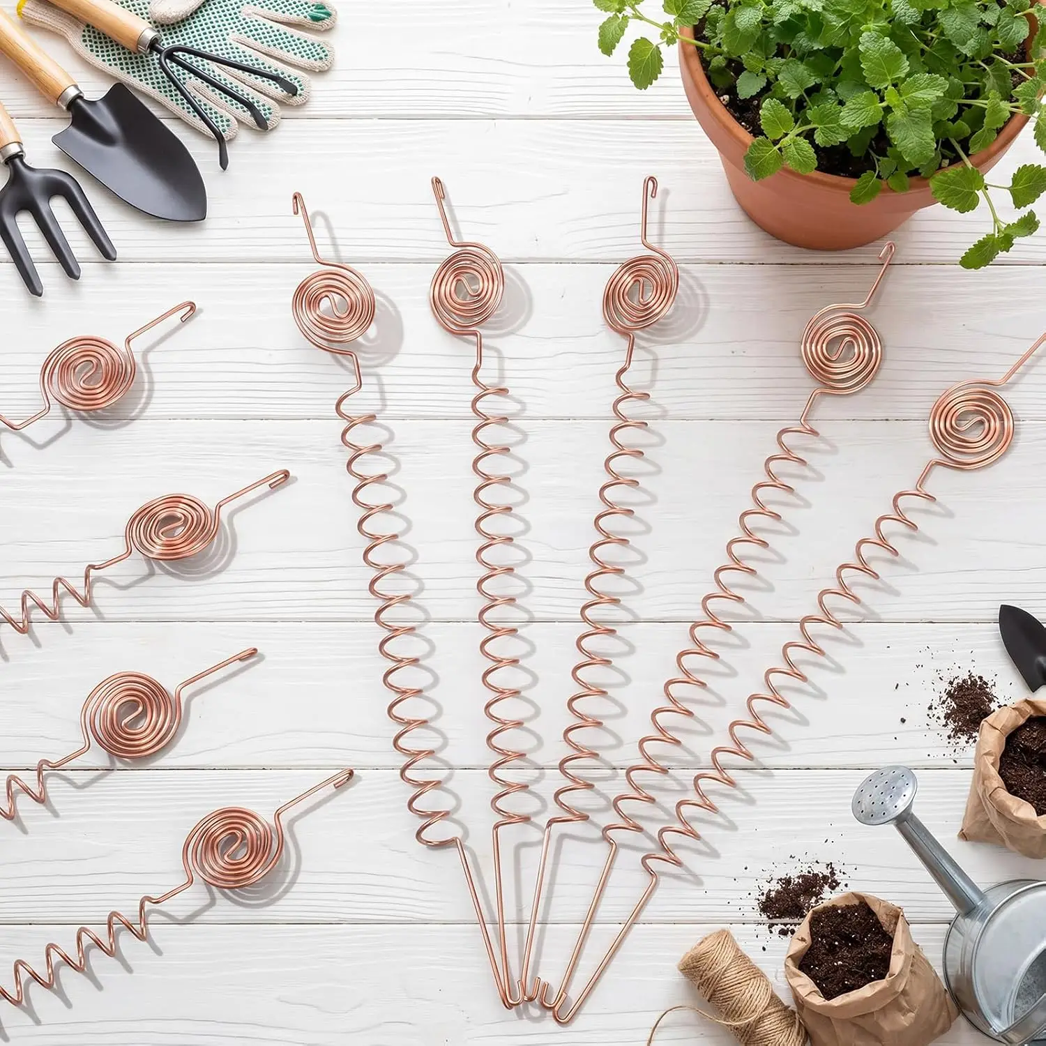 6 Pack Electroculture Plant Stakes Soft Copper Wire Long Copper Garden Stakes for Gardening Growing Plants and Vegetables