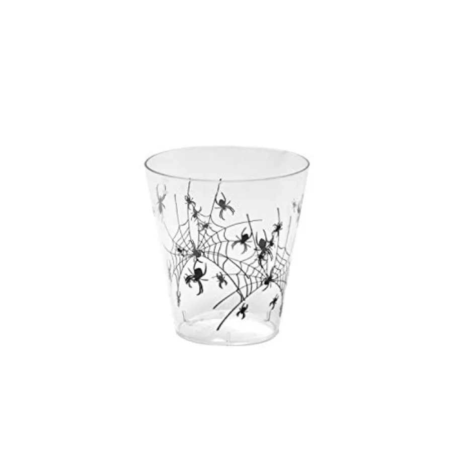 Hard Plastic 2 oz Spider Print Halloween, Clear/Black