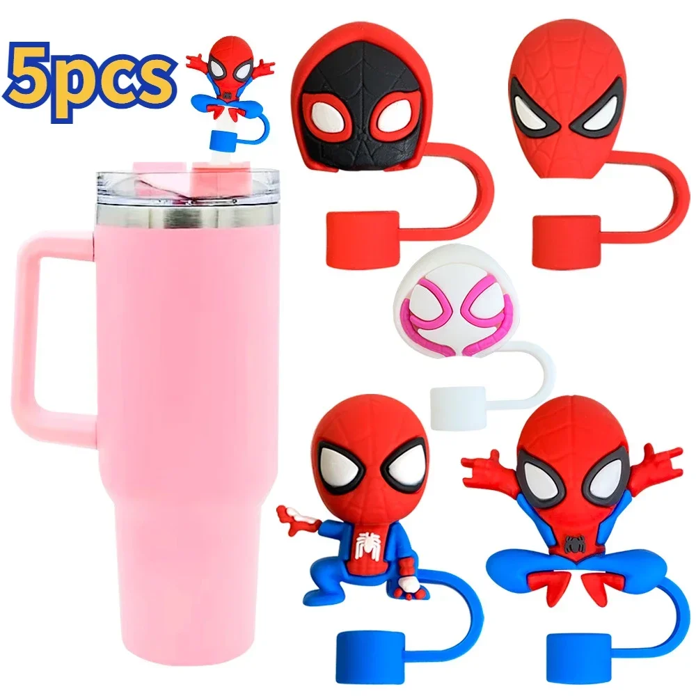 Tapa de paja de Spiderman de Disney para vaso, cubiertas de punta de paja reutilizables para accesorios de tazas, botellas de agua, tapas de paja a prueba de polvo