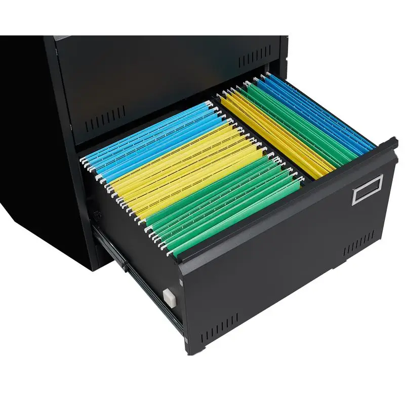 خزانة ملفات جانبية معدنية ذات درجين مع قفل للمنزل والمكتب، ملف عمودي للقانون/الحرف/A4، ملف معدني قابل للقفل #5