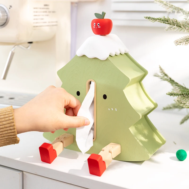 Cartoon cute pine tree shaped tissue box, Japanese Christmas tree paper box, modern home decoration tissue storage box ornaments